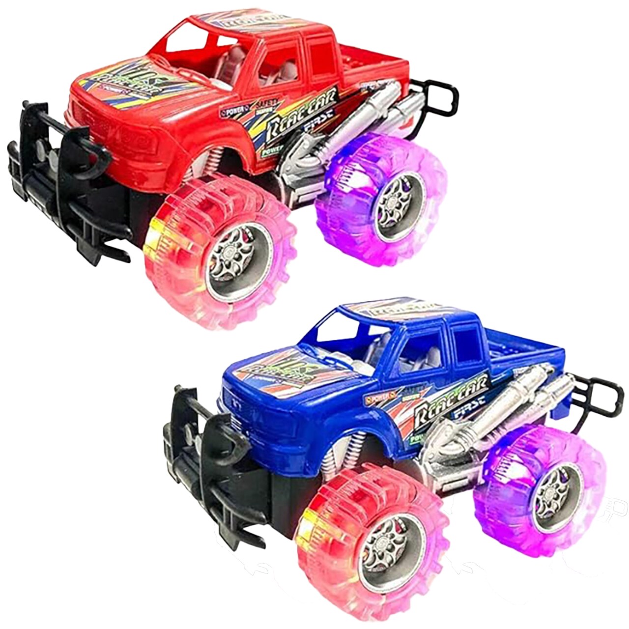ArtCreativity: Light-Up Monster Trucks - 2 Pack - Surprise Assorted Colors - 6" Friction Toy Truck Set, LED Wheels, Push & Pull Vehicles, Kids Ages 3+